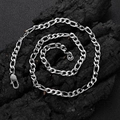 Collana a catena Figaro in acciaio inossidabile argento lucido con chiusura a moschettone - Larghezza 5mm / Lunghezza 24 Pollici / Color Acciaio