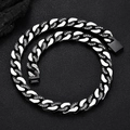 Hip Hop 12mm Edelstahl-Cuban-Halskette mit schwarz-weißen Zirkoniasteinen im Pavé-Stil - Zweifarbig Schwarz Eingelegt / 24 Zoll (60.96cm)