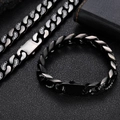 Dettaglio della collana a catena cubana in acciaio nero 12mm con pavé di zirconi lucidi - Collana da 24 pollici / Nero