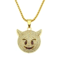 Hip hop golden devil pendant necklace with white and purple crystals for men and women - Gold Monster - 0.3*75cm Box Chain