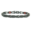 Bracelet de magnétothérapie noir motif écailles de dragon avec incrustations d'énergie - Noir