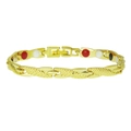 Bracelet de magnétothérapie doré avec texture motif dragon et inserts colorés - Or