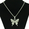 Funkelnde übergroße Schmetterling-Halskette mit Kristall-Tennis-Kette für Damen - Silber (Weißer Strass)