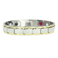 Hip-Hop-Magnettherapie-Armband in Silber und Gold mit faltbarem Metallverschluss - Silber-Gold Mix