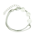 Collana a doppio strato in acciaio inossidabile con tre ciondoli a forma di smile per donna - Argento (Bracciale)