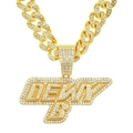 Chaîne cubaine dorée avec pendentif lettre DEWY B serti de diamants style hip hop - Maille Cubaine Lettre Or (50cm)