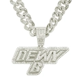 Chaîne cubaine argentée avec pendentif lettre DEWY B serti de diamants pour homme - Maille Cubaine Lettre Argent (50cm)