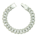 Collana a catena cubana argento da 13mm con strass luminosi per uno stile street bold - Argento