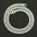 Silver cuban link necklace featuring rectangular cubic zirconia stones in a claw setting - Silver Necklace