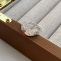 S999 Silber Schaukelpferd Ring mit Glückssymbolen auf einer hölzernen Schmuckschatulle - Einstellbar Offen / Silber