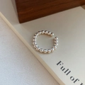 Minimalist S925 sterling silver beaded open ring with adjustable polished silver spheres - Adjustable Open / Silver