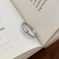 Minimalistischer S999 Sterlingsilber Ring für Paare mit eleganter mattierter Oberfläche - Einstellbar Offen / Silber (Damen)