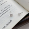 Orecchini geometrici a perno in argento sterling S925 con finitura spazzolata opaca - Argento 990 / Argento