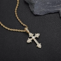 Collana con pendente a croce dorata stile hip hop con pavé di zirconi trasparenti - Stile 6 Oro