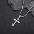 Collana con pendente a croce argento con zirconi e catena a corda stile hip hop - Stile 6 Colore Oro Bianco