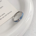 Anillo estrella de plata S999 minimalista con esmalte azul y banda ajustable - Abierto Ajustable / Color Oro Blanco Hombre