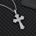 Pendente a croce argento hip hop con zirconi e catena a corda spessa da uomo - Stile 3 Colore Oro Bianco