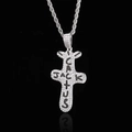 Pendente a croce hip hop argento con scritta Cactus Jack e zirconi bianchi - Stile 10 Colore Oro Bianco