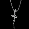 Ciondolo a croce Cactus Jack argento con zirconi e catena a fune classica - Stile 11 Colore Oro Bianco