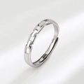 Minimalist silver interlocking chain link ring with adjustable open band for couples - Male Style