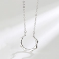 Minimalistische S925 sterling zilveren ketting met geometrisch gefacetteerde boothanger - 925 zilver / Heren Stijl Ketting (Golf Ring)