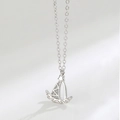 S925 sterling zilveren zeilboot hanger ketting voor koppels met witte zirkonia - 925 zilver / Dames Stijl Ketting (Boot Hanger)