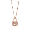 Rose gold padlock heart pendant necklace with shimmering crystals on a white background - 925 Silver / Rose Gold