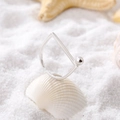 Minimalist S925 sterling silver geometric open ring with polished ball on a seashell - Adjustable Open / Minimalist Small Ball (D367)
