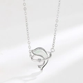 Elegant S925 sterling silver dolphin pendant necklace with white shell and heart crystal - White Gold