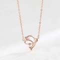 Rose gold S925 silver dolphin necklace with white mother of pearl and heart zircon - Rose Gold