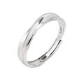 Adjustable S925 sterling silver twin knot ring with matte brushed finish and S925 stamp - Adjustable Open / Men's Style