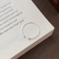 Minimalist S925 sterling silver twisted rope open ring with striped bead detail - Adjustable Open / Silver