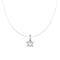 Minimalistische S925 sterling zilveren sterhanger aan onzichtbare transparante vislijn - Sterhanger (A4342) / 39cm / Zilver - Ster Zirconia