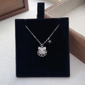 Collana in argento sterling S999 con ciondolo a conchiglia e pietra di zircone - Argento 990 / Oro Bianco