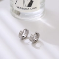 Minimalist silver stainless steel huggie hoop earrings for men with premium matte finish. - Ear Buckle / Steel