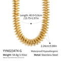 Spécifications détaillées de taille pour un collier en acier inoxydable doré à billes ovales - Collier Balle de Fuseau (YYN023474-G)
