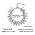 Détails d'un bracelet en acier inoxydable argenté avec fermoir mousqueton - Yyb023206-p