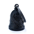 Campana protectora de moto en acero negro mate con motivo de águila y Live to Ride - Negro con Llavero (GBK-073)