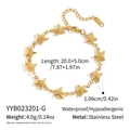 Detailed view of starfish link bracelet in stainless steel with 20+5cm length specs - Starfish Design (YYB023201-G)