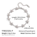 Macro detail of silver stainless steel starfish bracelet links showing polished finish - Yyb023201-p