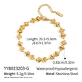 Detailed view of 18K gold plated stainless steel heart chain with lobster clasp and tag - Textured Heart Design (YYB023203-G)