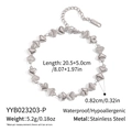 Close-up of stainless steel heart link bracelet with dimensions and technical specifications - Yyb023203-p