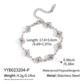 Detailed size specifications of shell-shaped stainless steel bracelet with 17+5cm extension - Yyb023204-p