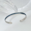 Bracciale rigido in acciaio inossidabile argento con intarsio unico a catena barbazzale blu - Catena Blu Forma C Acciaio