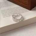 Minimalist S925 sterling silver open ring with unique irregular liquid lava metal texture - Adjustable Open / Silver