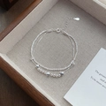 S925 Sterling Silber Doppelarmband mit Sternenanhänger und verstellbarer Kette - 925er Silber / Silber