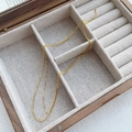 Multi-layer gold-plated Chopin chain necklace with heart pendant in a wooden box - 925 Silver / Gold