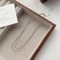 Minimalist double-layered S925 sterling silver Chopin chain necklace for women - 925 Silver / White Gold