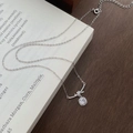 Collana elegante in argento S925 con cristallo quadrato trasparente e ciondolo di diamanti - Argento 925 / Oro bianco