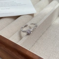 S925 Sterling Silber Ring mit unregelmäßiger Textur und lila Zirkon, verstellbar offen - Einstellbar Offen / Weißgold